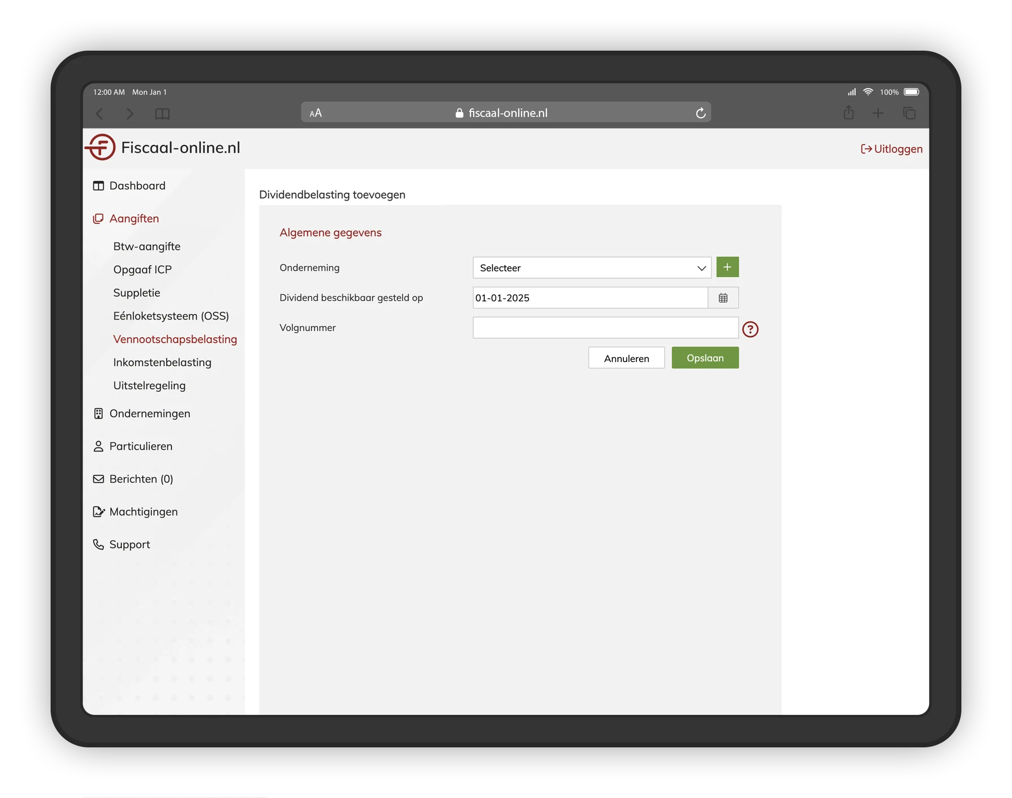 Dividendbelasting mockup