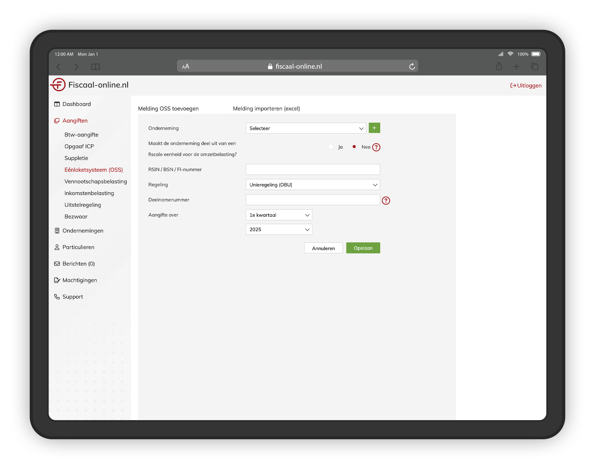 OSS-aangifte software
