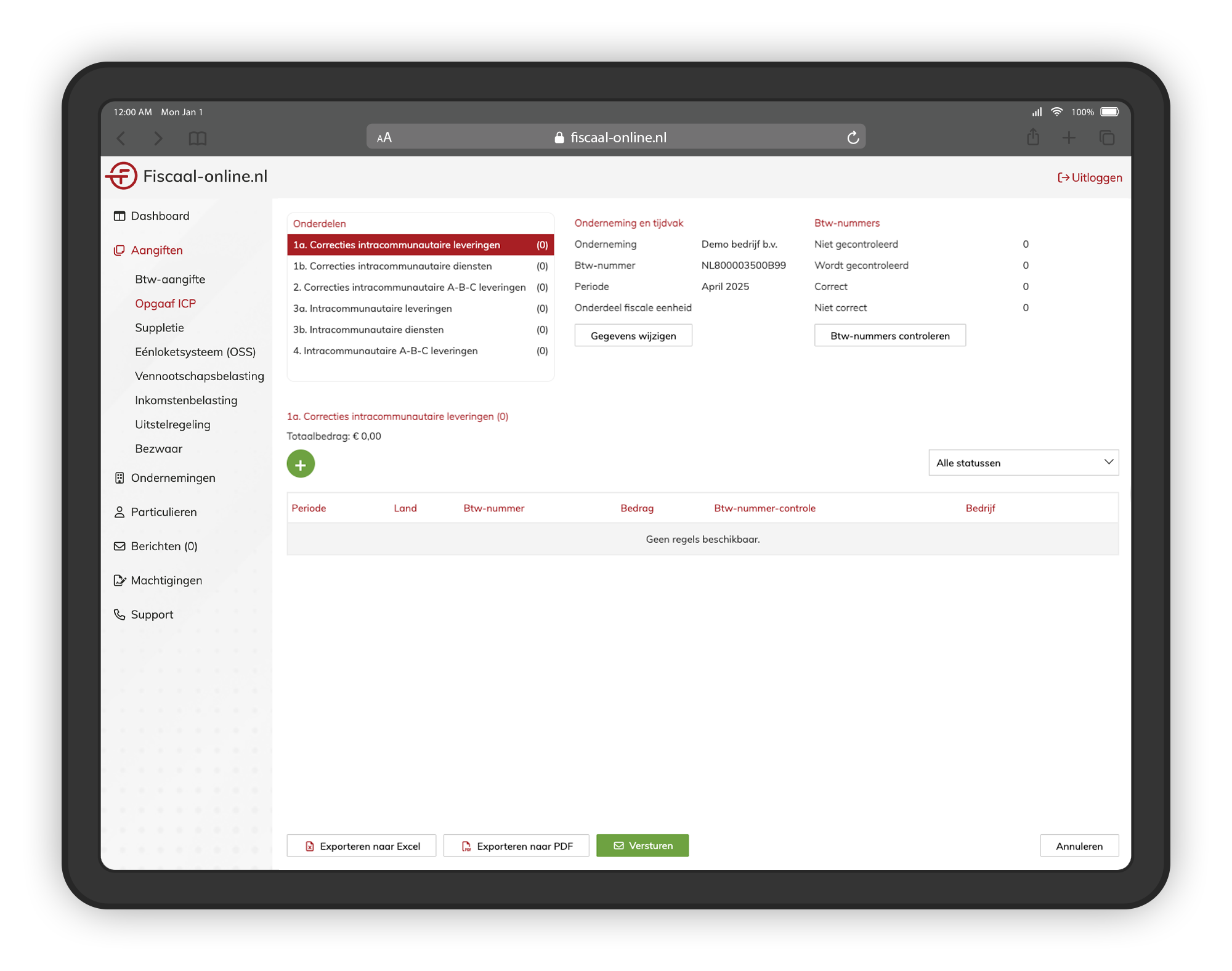 ICP-aangifte software